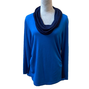 NWT new directions Blue Navy Cowl neck Sweater L